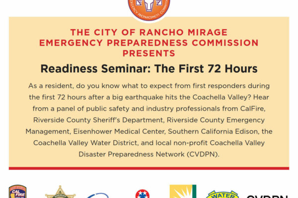 The City of Rancho Mirage: Readiness Seminar: The First 72 Hours
